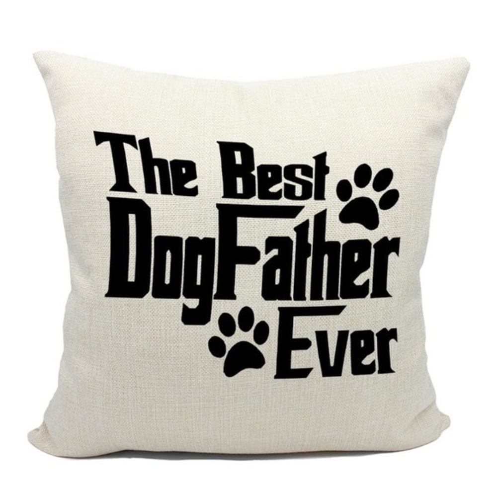 The Best DogFather Ever Throw Pillow Cover Cream Linen Pet Lover Gift Square